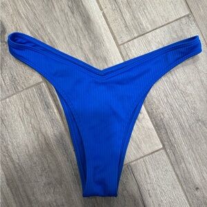 Hollister Ribbed Bright Blue Thong Swim Bottoms